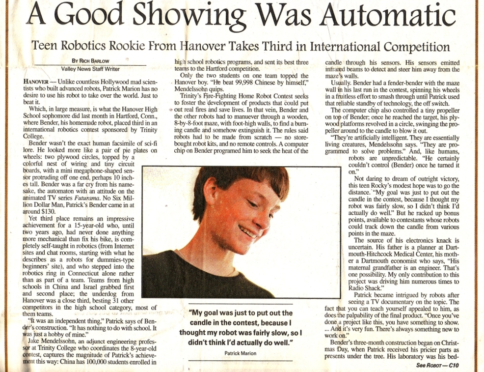 Newspaper article page 1.
